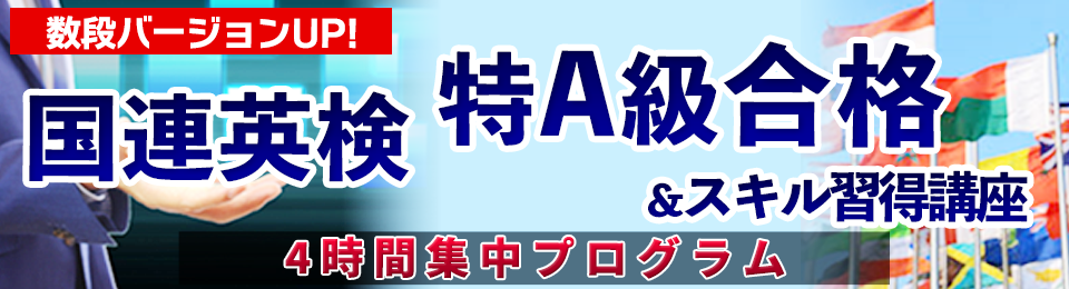 数段バージョンUP！国連英検特A級対策＆スキル習得講座　4時間集中プログラム 